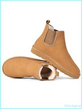 Chelsea Boots Women Genuine Suede Warm Anti-Slip Ankle Winter Snow Boots